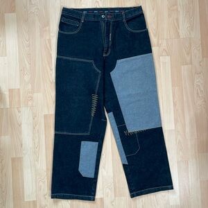 EXCO Wide Leg Reverse Patchwork Jeans 34x32